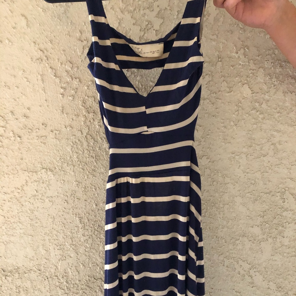 Striped maxi dress open back